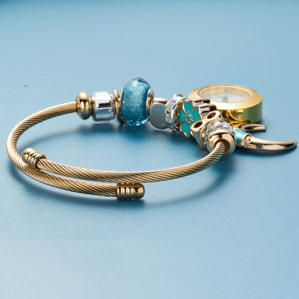 Pulsera De Acero Inoxidable Con Colgantes De Reloj De Cuarzo Elegante Casual