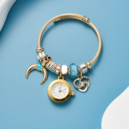 Pulsera De Acero Inoxidable Con Colgantes De Reloj De Cuarzo Elegante Casual