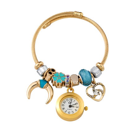 Pulsera De Acero Inoxidable Con Colgantes De Reloj De Cuarzo Elegante Casual