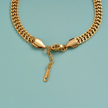 Pulsera De Cadena Elegante Con Colgante Redondo De Hoja Y Zirconias