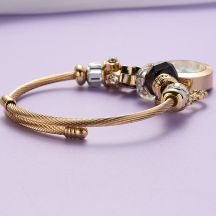 Pulsera De Acero Inoxidable Con Colgantes De Reloj De Cuarzo Elegante Casual