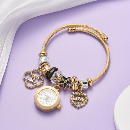Pulsera De Acero Inoxidable Con Colgantes De Reloj De Cuarzo Elegante Casual