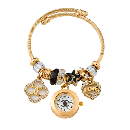 Pulsera De Acero Inoxidable Con Colgantes De Reloj De Cuarzo Elegante Casual