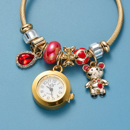 Pulsera De Acero Inoxidable Con Colgantes De Reloj De Cuarzo Elegante Casual
