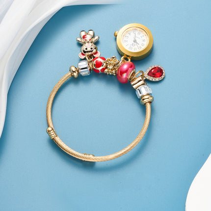 Pulsera De Acero Inoxidable Con Colgantes De Reloj De Cuarzo Elegante Casual