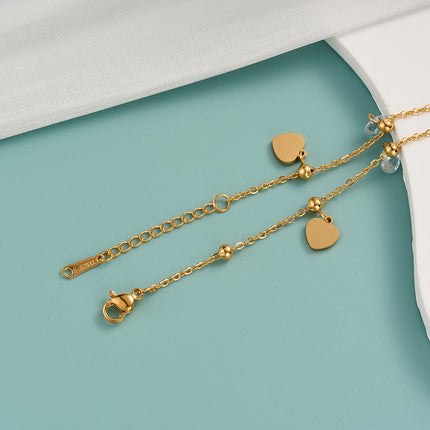 Pulsera De Cadena Con Colgante De Corazón Negro Y Zirconias, Elegante