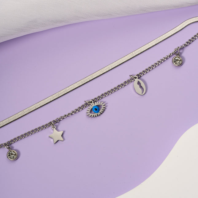 Pulsera De Cadena Con Ojo Diablo De Acero Inoxidable Diseño Único