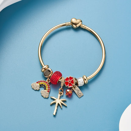 Pulsera Brazalete De Acero Inoxidable Con Colgantes De Árbol, Arcoíris