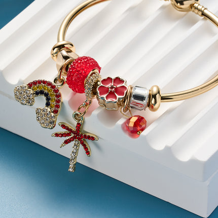 Pulsera Brazalete De Acero Inoxidable Con Colgantes De Árbol, Arcoíris