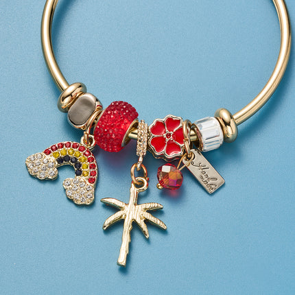 Pulsera Brazalete De Acero Inoxidable Con Colgantes De Árbol, Arcoíris