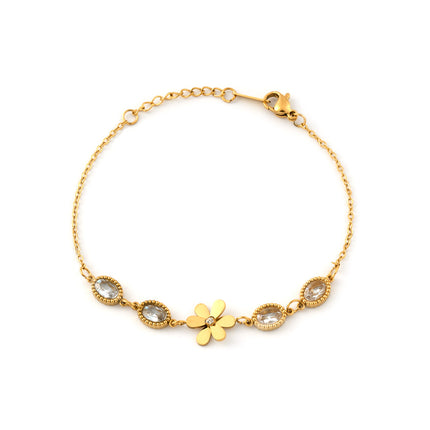 Pulsera De Acero Inoxidable Dorado Con Colgante De Flor De Margarita