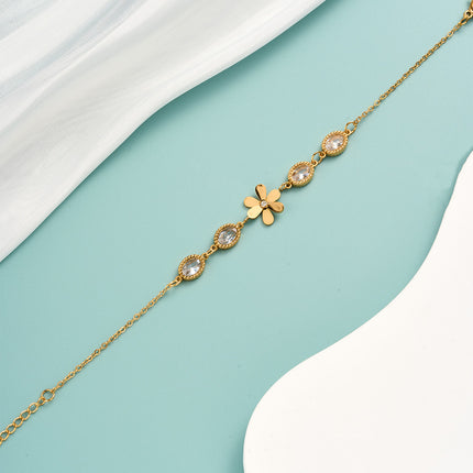 Pulsera De Acero Inoxidable Dorado Con Colgante De Flor De Margarita