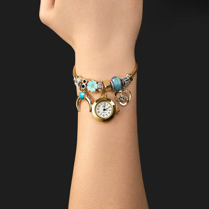 Pulsera De Acero Inoxidable Dorado Con Colgante De Sombrero Blanco Elegante