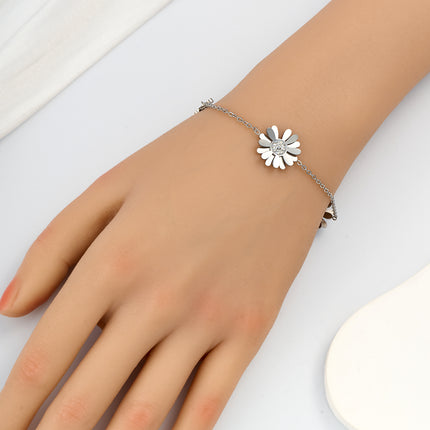 Pulsera De Cadena De Acero Inoxidable Con 3 Colgantes De Crisantemo