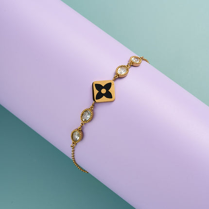 Pulsera De Cadena De Trébol Y Detalles De Zirconia De Moda Femenina