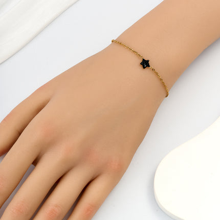 Pulsera De Acero Inoxidable Con Colgante De Estrella Negra Estilo Moda