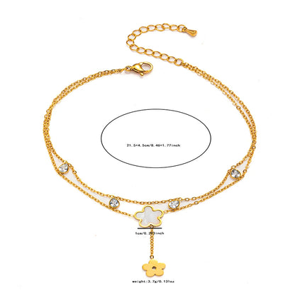 Tobillera Cadena De Acero Al Titanio Con Gotas De Agua Y Flores De Moda Para Mujer