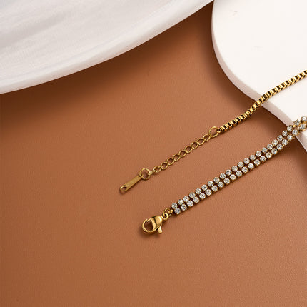 Pulsera Con Círculo Central, Cadena De Zirconias Y Cuadrados