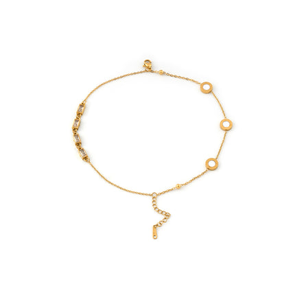 Pulsera De Cadena Con Círculo Romano Blanco Y Zirconia Rectangular