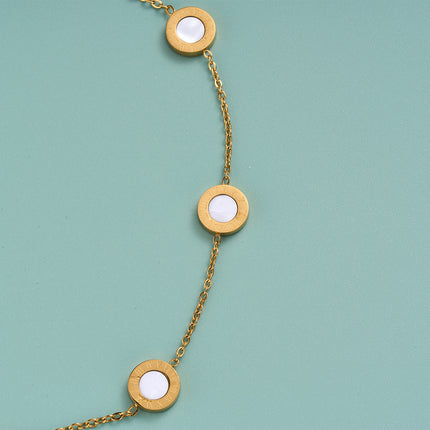 Pulsera De Cadena Con Círculo Romano Blanco Y Zirconia Rectangular