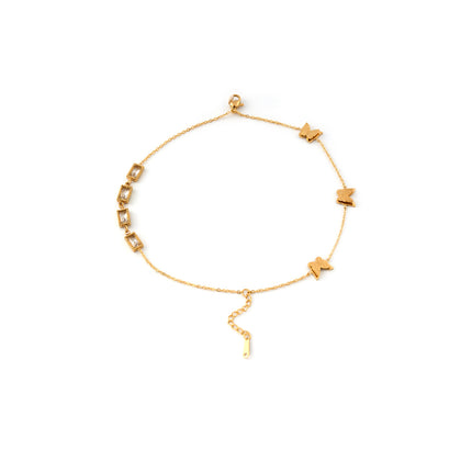 Pulsera De Mariposa Dorada Mate Con Detalles Brillantes Elegante