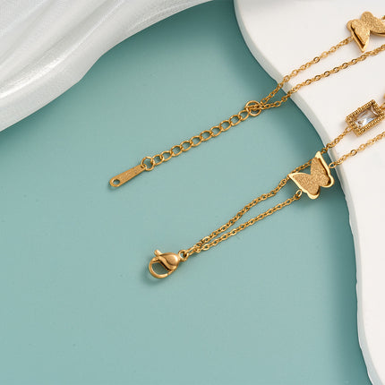 Pulsera De Mariposa Dorada Mate Con Detalles Brillantes Elegante
