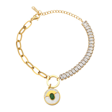 Pulsera De Acero 14K Con Colgante De Concha, Diseño Asimétrico