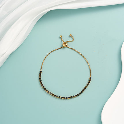 Pulsera De Acero Inoxidable Con Delicados Cubos Dorados Estilo Moderno
