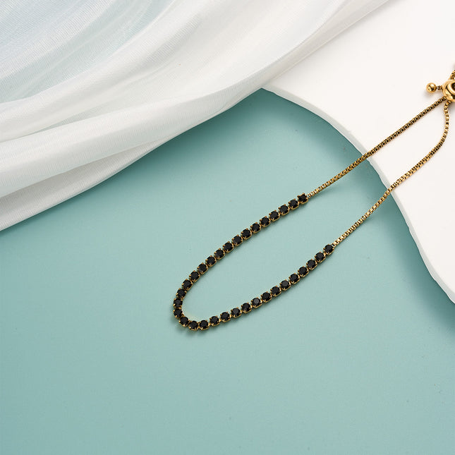 Pulsera De Acero Inoxidable Con Delicados Cubos Dorados Estilo Moderno