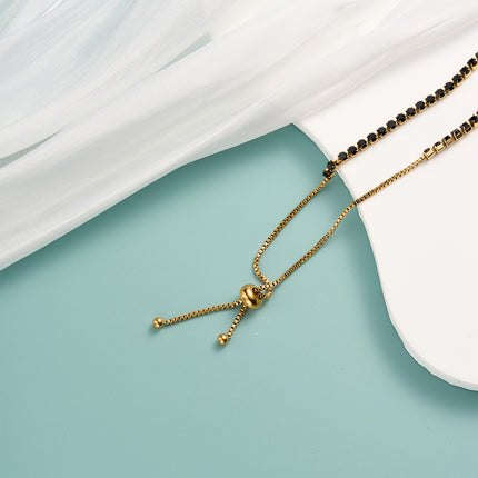 Pulsera De Acero Inoxidable Con Delicados Cubos Dorados Estilo Moderno