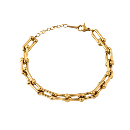 Pulsera De Acero Inoxidable U Con Diseño De Cadena Gruesa Dorada