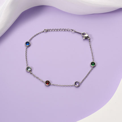 Pulsera De Acero Con Circon Diseño Circular Colorido Y Brillantes