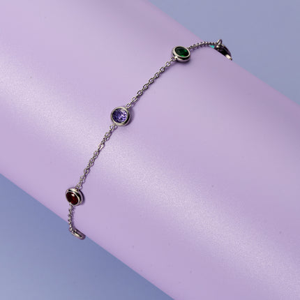 Pulsera De Acero Con Circon Diseño Circular Colorido Y Brillantes