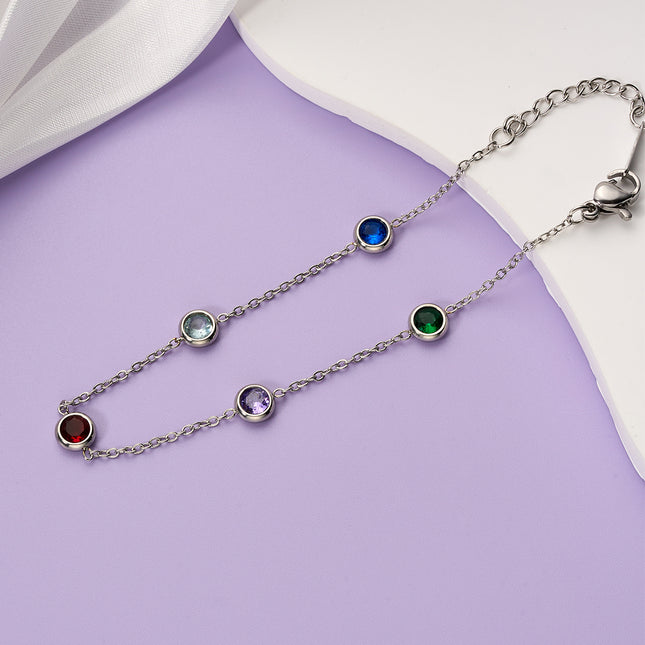 Pulsera De Acero Con Circon Diseño Circular Colorido Y Brillantes