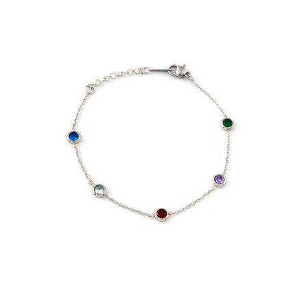 Pulsera De Acero Con Circon Diseño Circular Colorido Y Brillantes