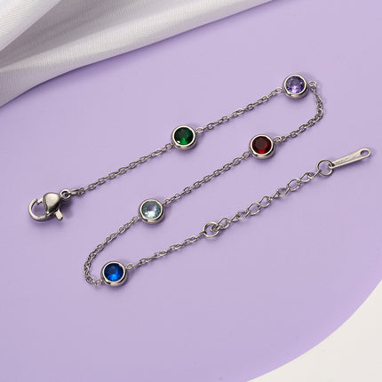 Pulsera De Acero Con Circon Diseño Circular Colorido Y Brillantes