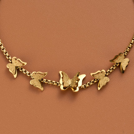 Pulsera Clásica Doble Capa Con Mariposa Dorada Ajustable, Diseño Delicado