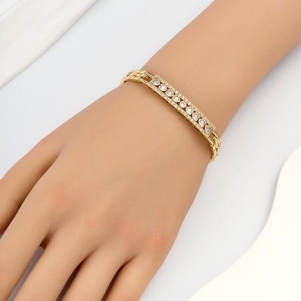 Pulsera De Cobre Ancha Con Corazones De Circonita, Estilo Retro