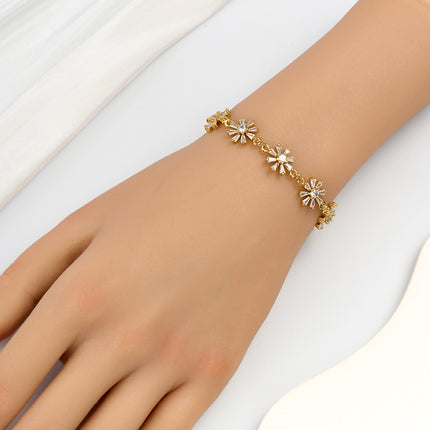 Pulsera De Cobre Con Cadena Sencilla Y Pequeñas Margaritas