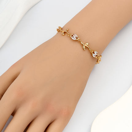 Pulsera De Cadena De Cobre Con Múltiples Flores Y Zirconias Brillantes