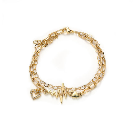 Pulsera Con Colgante De Corazón Y Rayo, Cadena Circular Elegante
