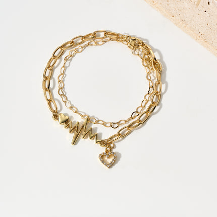Pulsera Con Colgante De Corazón Y Rayo, Cadena Circular Elegante
