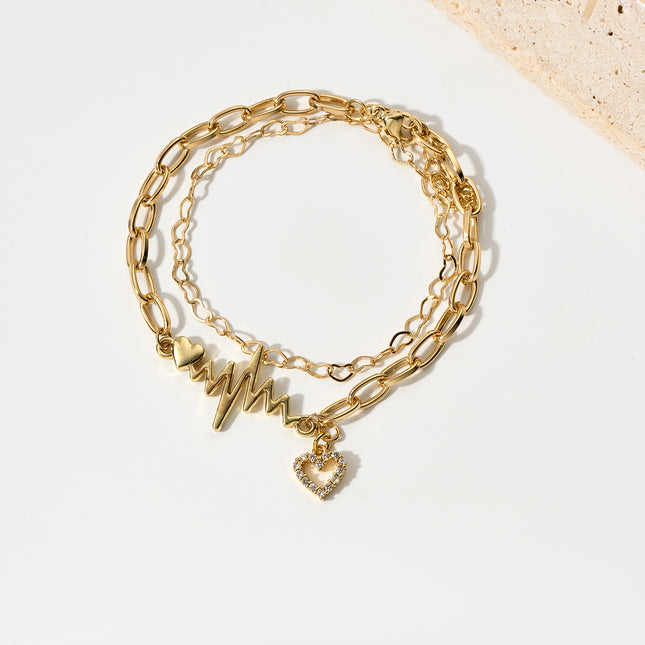 Pulsera Con Colgante De Corazón Y Rayo, Cadena Circular Elegante