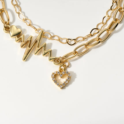 Pulsera Con Colgante De Corazón Y Rayo, Cadena Circular Elegante