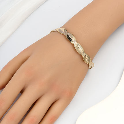 Pulsera De Mujer Con Cadena Tejida Y Diseño De Cuchilla En Cobre