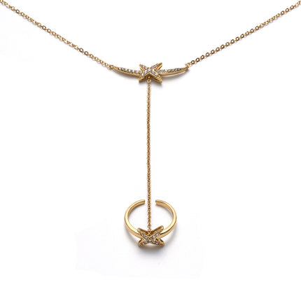 Pulsera De Cobre En Forma De X Con Zirconia, Cadena De Dedo Integrada