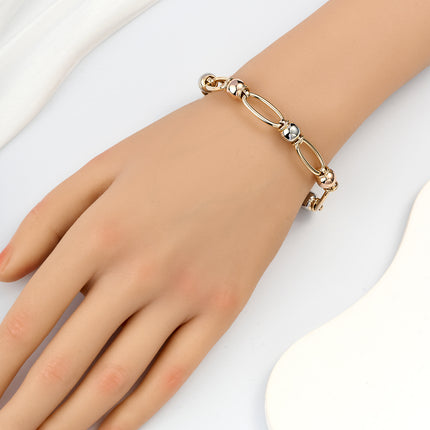 Pulsera De Cadena Con Enlaces Ovalados Tricolores En Cobre Para Mujer