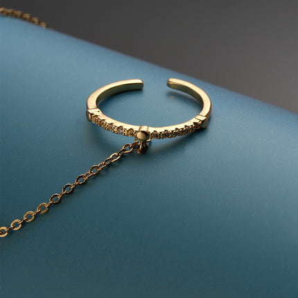 Pulsera Y Anillo De Cobre Diseño Minimalista De Cadena Todo En Uno