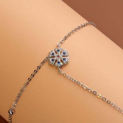 Pulsera Con Anillo De Cobre Con Diseño De Nieve Y Zirconia, Estilo Retro