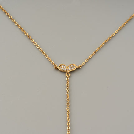 Pulsera Y Anillo De Cobre Con Corazón Diseño Cadena De Dedo Integrada
